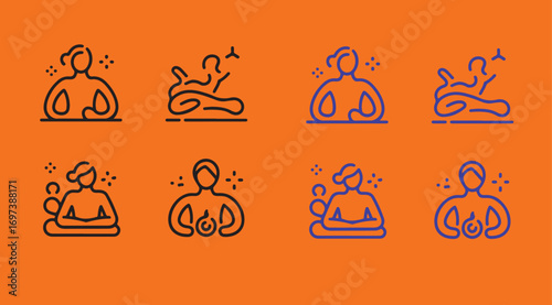 spa and body massage icon set 