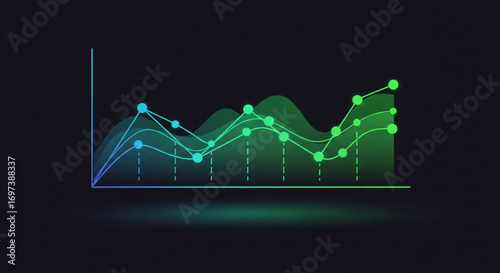 Abstract data chart with gradient line graph displaying trends and analysis for business and financial information