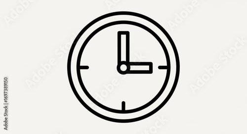 Clock icon showing 3 oclock, representing time, schedule, and appointment in a simple style