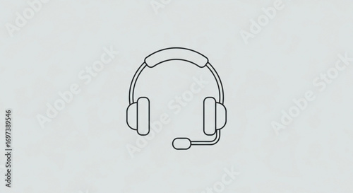 Illustration of a headset with a microphone, simple, minimalist design, perfect for communication