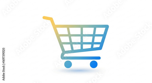 Shopping cart icon in blue and yellow gradient for online store and ecommerce concept