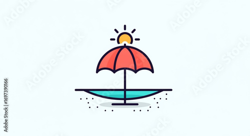 Illustration of a beach umbrella, perfect for summer vacation and relaxation themes