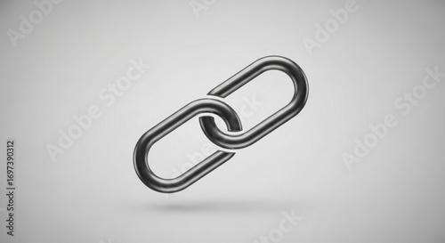 Metal link icon on representing connection, security, and networking
