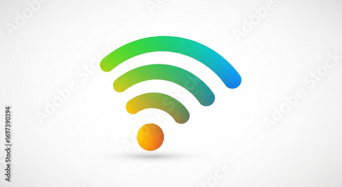 Vibrant wifi signal icon, representing connectivity and wireless technology in a modern design