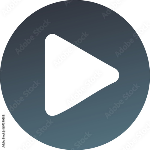 A simple, gradient-filled circle containing a white, triangular play button.
