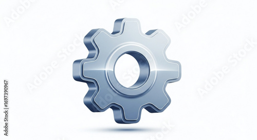 Shiny silver gear, a symbol of mechanical precision and industrial technology concept