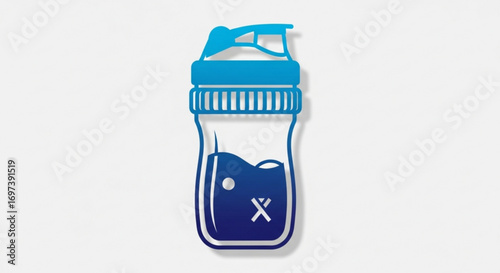 Blue water bottle with a flip top lid, perfect for staying hydrated during workouts