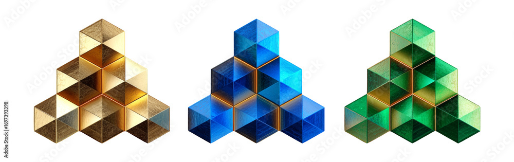 Obraz premium Colorful Geometric Shapes in Triangular Arrangement for Design