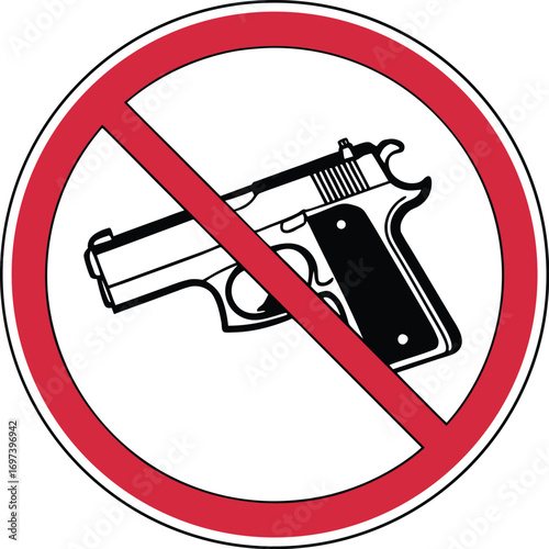 No Guns Allowed Sign Graphic Illustration Prohibition of Firearms Safety and Security Regulations Protection of Peace and Public Order