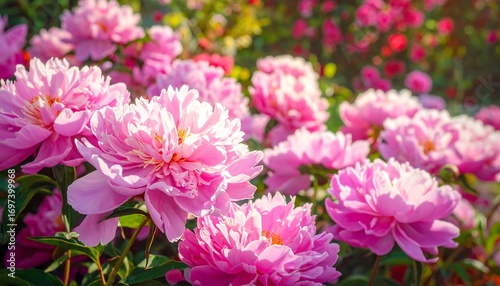 Wallpaper Mural Lush pink peonies in a garden setting Torontodigital.ca