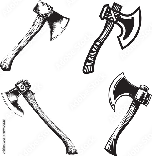  A detailed, 2D illustration of a broad axe.