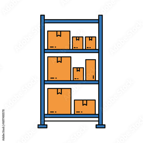 Vector Organized storage solutions with cardboard boxes