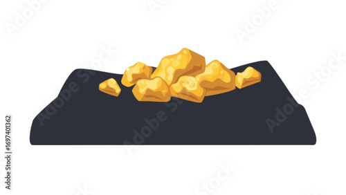 Gold nuggets panning wealth treasure golden ore mining investment financial success precious metal mineral rich