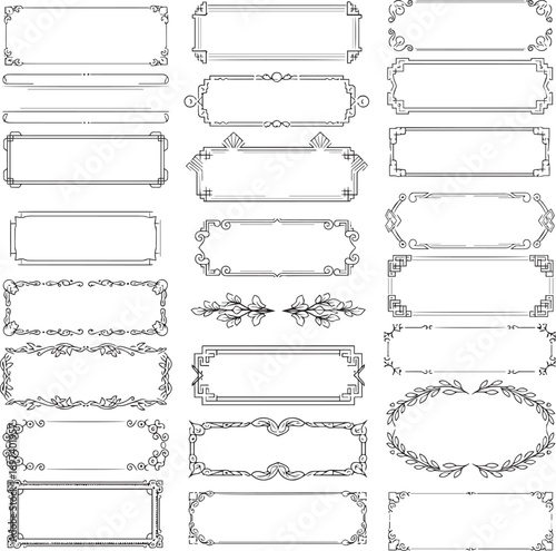 Mixed Style Horizontal Vector Frames and Banners Collection Ornate, Geometric, and Floral Borders