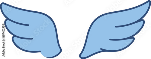 Flat Style Flying Wings Angel Cute Decorative Graphic Illustration