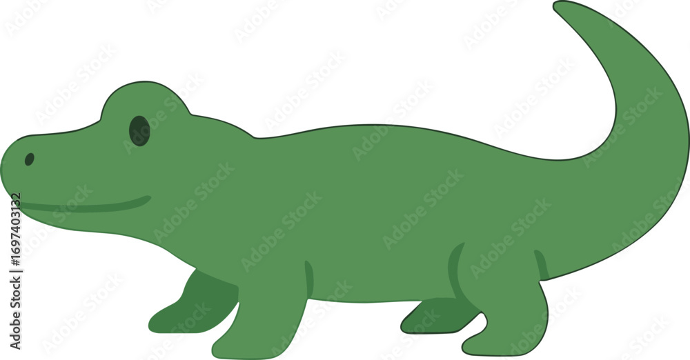Fototapeta premium Flat Style Full Body Green Alligator Reptile Cartoon Illustration Animal