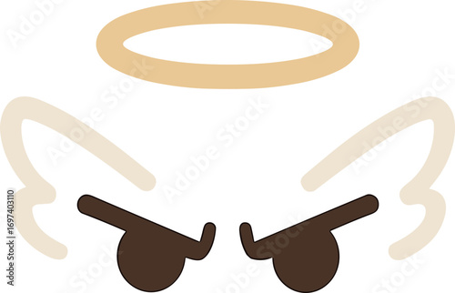 Minimalist Flat Design Angel Face Expression Eyes and Halo Illustration