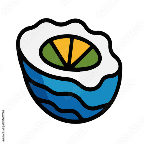 Delicious Sushi Roll with Fresh Ingredients and a Zesty Citrus Slice Topping