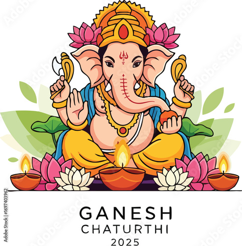 Lord Ganesha in vibrant style for Ganesh Chaturthi 2025