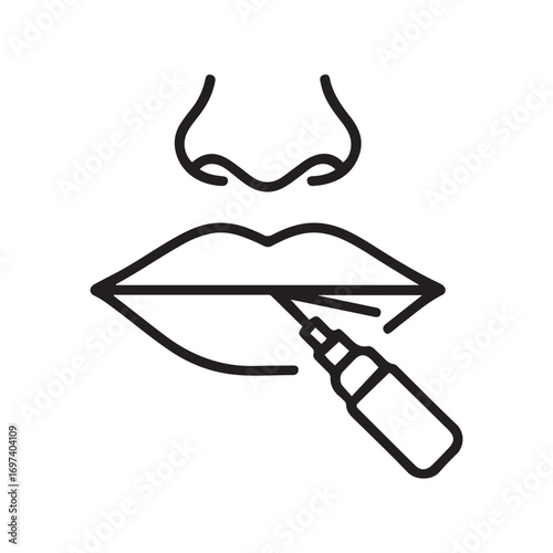 Botox on the lips icon Line Art. Element of make up and cosmetics icon for mobile concept and web apps. with white background