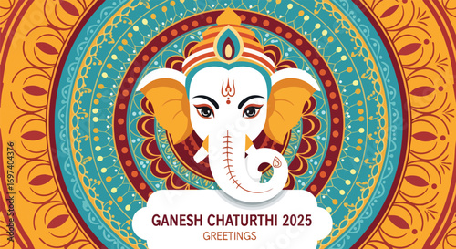 Ganesh Chaturthi 2025: Festive Mandala Design with Lord Ganesha