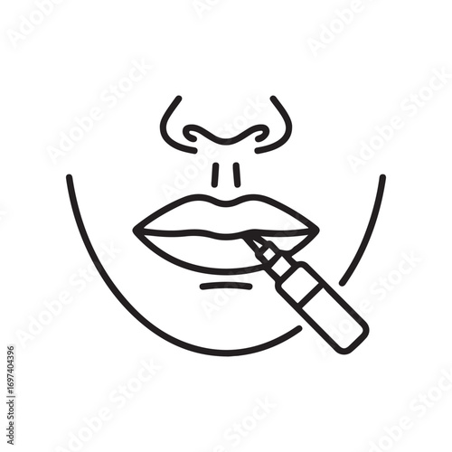 Botox on the lips icon Line Art. Element of make up and cosmetics icon for mobile concept and web apps. with white background