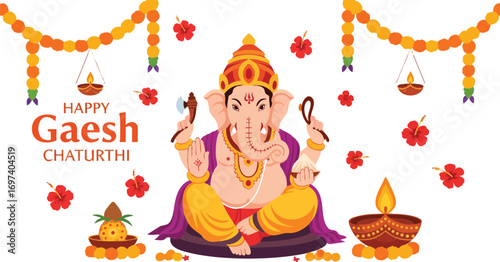 Happy Ganesh Chaturthi: Lord Ganesha Digital Illustration