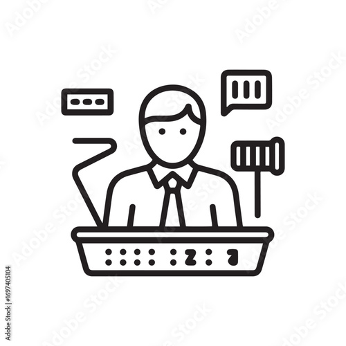 news anchor icon Line Art. Element of media and news for mobile concept and web apps. with white background