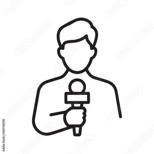 news anchor icon Line Art. Element of media and news for mobile concept and web apps. with white background