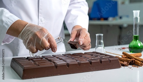 Scientist testing chocolate