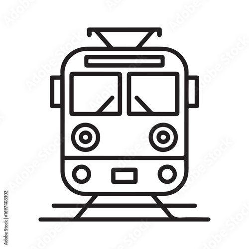 front view transport, locomotive icon Line Art. Element of transport front view icon for mobile concept and web apps. with white background
