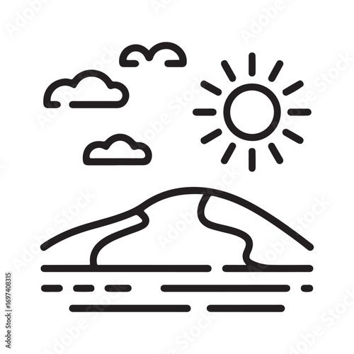Desert, sun icon Line Art. Simple line, outline vector elements of landscape icons for ui and ux, website or mobile application. with white background