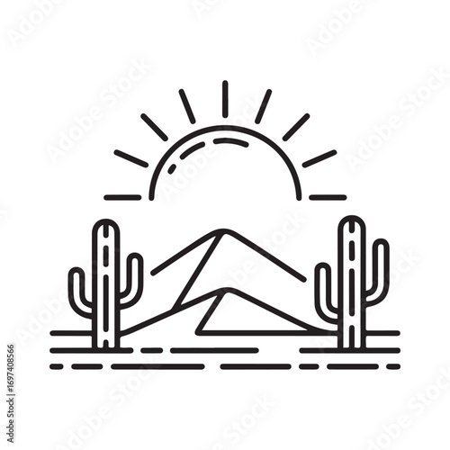 Desert, sun icon Line Art. Simple line, outline vector elements of landscape icons for ui and ux, website or mobile application. with white background