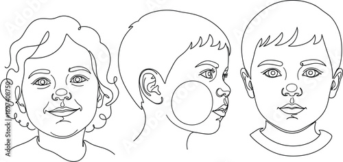 Diverse children's faces shown from different angles, highlighting features and expressions