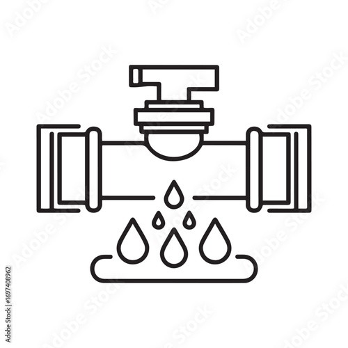 Industry danger dangerous gas industrial leak pipe repair icon Line Art. with white background