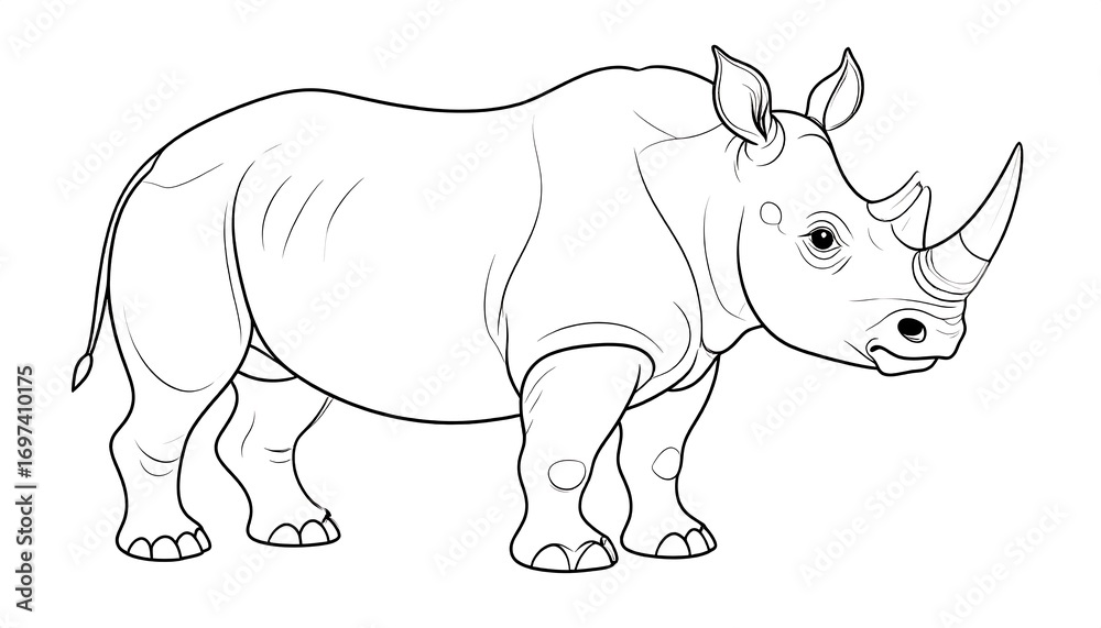 Fototapeta premium Black and white rhino drawing