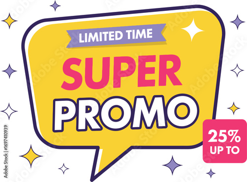 Exciting super promo announcement with limited time offer and discount