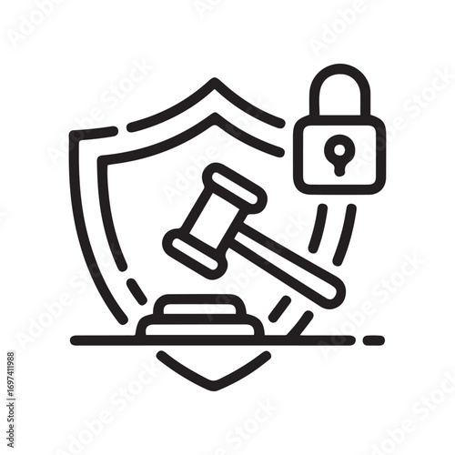 security, auction icon Line Art. Element of gdpr icon for mobile concept and web apps. with white background