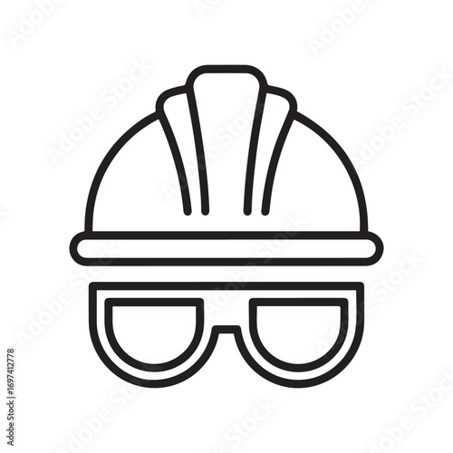 construction helmet and glasses outline icon Line Art. Element of construction icon for mobile concept and web apps. with white background