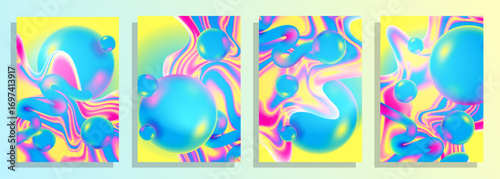 abstract colorful 3d spheres red blue yellow psychedelic holographic liquify gradient cover poster background, for magazine, brochure, flyer, album, etc.
A4-size vector design
