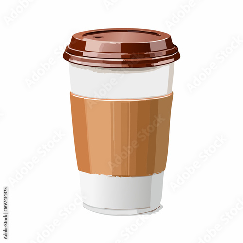 Coffee to go paper cup 3D vector isolated white background