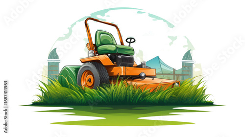 zero turn lawn mower lawn care logo on white background