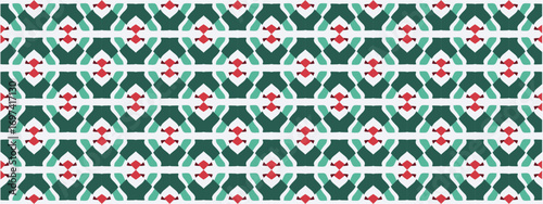 Festive geometric pattern in dark green and red for Christmas celebrations.