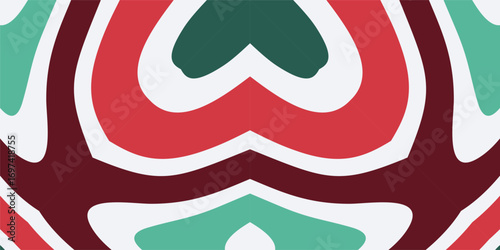 A visually appealing Christmas background pattern featuring flowing abstract shapes in traditional festive colors.