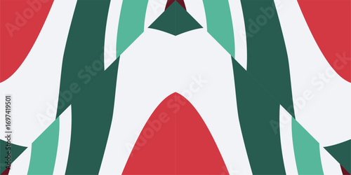 Festive geometric abstract pattern in christmas colors red green and white.