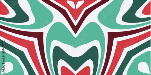 Festive abstract background with swirling organic shapes in red green and white perfect for christmas designs.