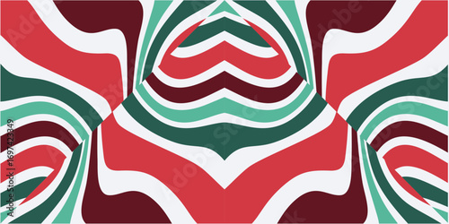 Festive Waves of Red Green and White Create a Whimsical Christmas Pattern