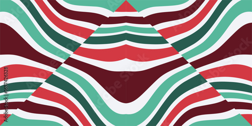 A captivating and festive abstract design evoking the spirit of winter celebrations with its bold color palette and undulating lines.
