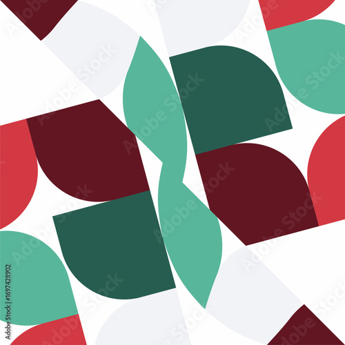 Abstract geometric pattern in festive Christmas colors creating a modern festive background design.