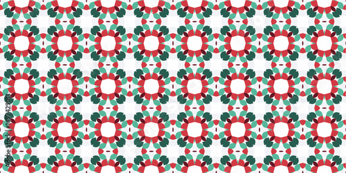 Festive geometric red and green pattern for Christmas celebrations.